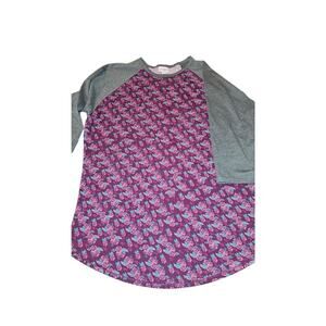 LulaRoe Randy size large rose floral print baseball 3/4 sleeve top‎